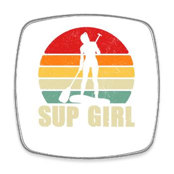 Sup Girl Sunset Paddle - Square fridge magnet - white - Front