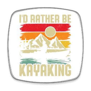 Kayaking Sunset Mountain Scene - Square fridge magnet - white - Front