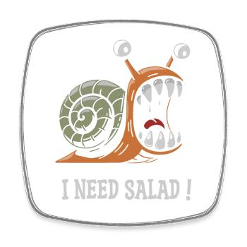 escargot , j'ai besoin de salade ! - Magnet carré - blanc - Devant