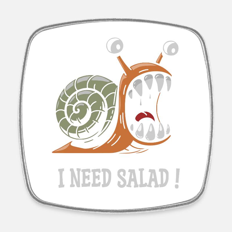 snail, I need salad! - Square fridge magnet - white