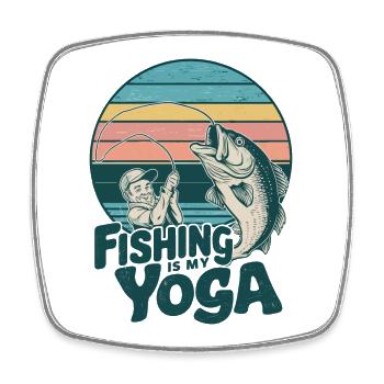 Fishing Yoga Fishing Fisherman Angler Relaxation - Square fridge magnet - white - Front