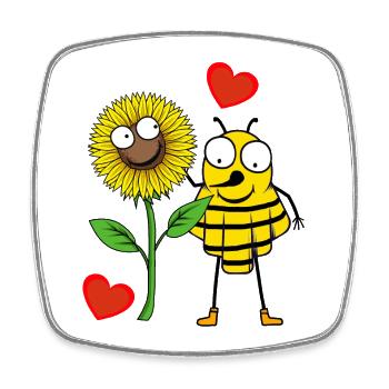 Sonnenblume Herz Biene Bienen Kind Kinder - Viereckiger Kühlschrankmagnet - Weiß - Vorne