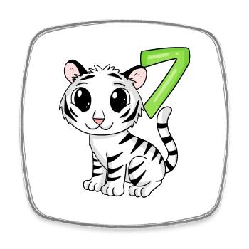 7th Birthday Motif Tiger - 7 years old - Square fridge magnet - white - Front