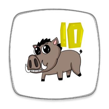 10. Geburtstag Motiv Wildschwein - zehn Jahre alt - Viereckiger Kühlschrankmagnet - Weiß - Vorne