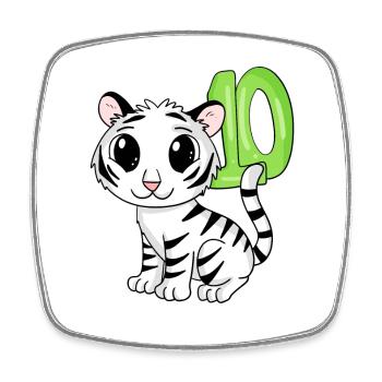 10. Geburtstag Motiv Tiger - zehn - 10 Jahre - Viereckiger Kühlschrankmagnet - Weiß - Vorne