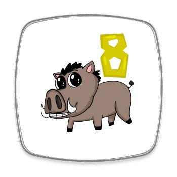 8th Birthday Motif Wild Boar - Eight Years Old - Square fridge magnet - white - Front
