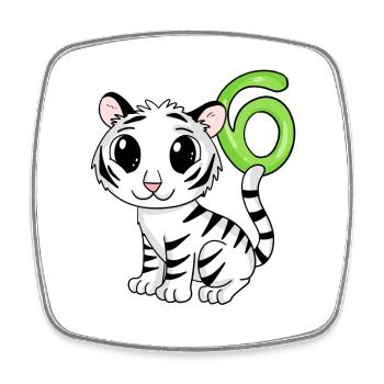 6th Birthday Motif Tiger - Six Years Old - Square fridge magnet - white - Front