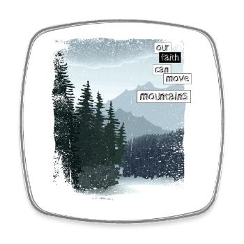 Our faith can move mountains - Square fridge magnet - white - Front