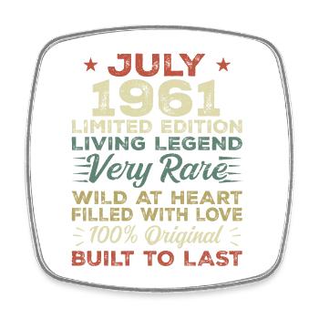 Gift July 1961 Anniversary July 1961 Birthday - Square fridge magnet - white - Front