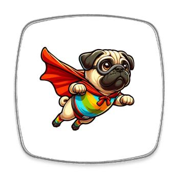 Superhero Pug - Square fridge magnet - white - Front