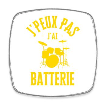 Je peux pas jai batterie - Magnet carré - blanc - Devant