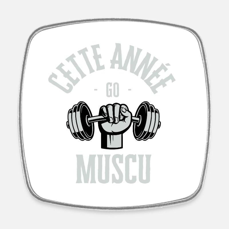 Cette année go muscu - Magnet carré - blanc