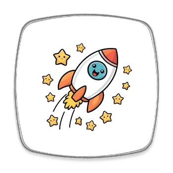 Funny rocket for kids - Square fridge magnet - white - Front