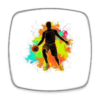Basket-ball style des années 80 - Magnet carré - blanc - Devant