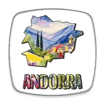 Watercolor Map Andorra - Square fridge magnet - white - Front