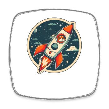 To The Moon Shiba Inu Rocket Crypto Dog Bitcoin. - Square fridge magnet - white - Front