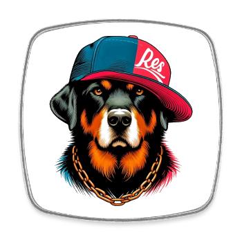 Hund mit Hut - Viereckiger Kühlschrankmagnet - Weiß - Vorne