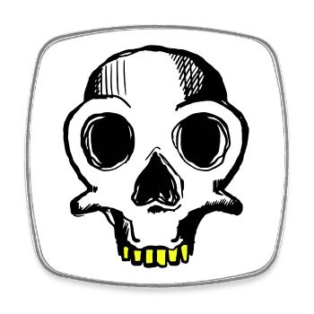 Skull (dreifarbig) - Viereckiger Kühlschrankmagnet - Weiß - Vorne