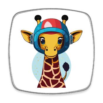 Weltraum-Giraffe mit Helm - Viereckiger Kühlschrankmagnet - Weiß - Vorne