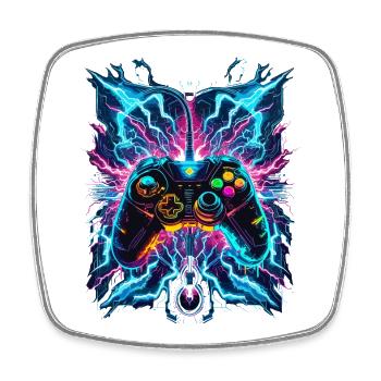 Neon Blitz Power Gaming Controller - Square fridge magnet - white - Front