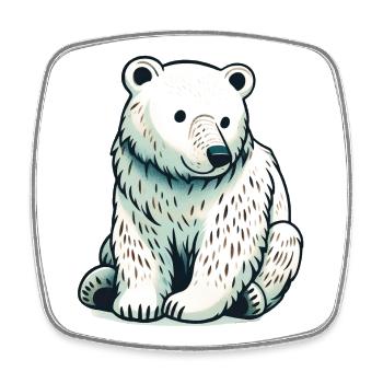 Ours blanc - Magnet carré - blanc - Devant