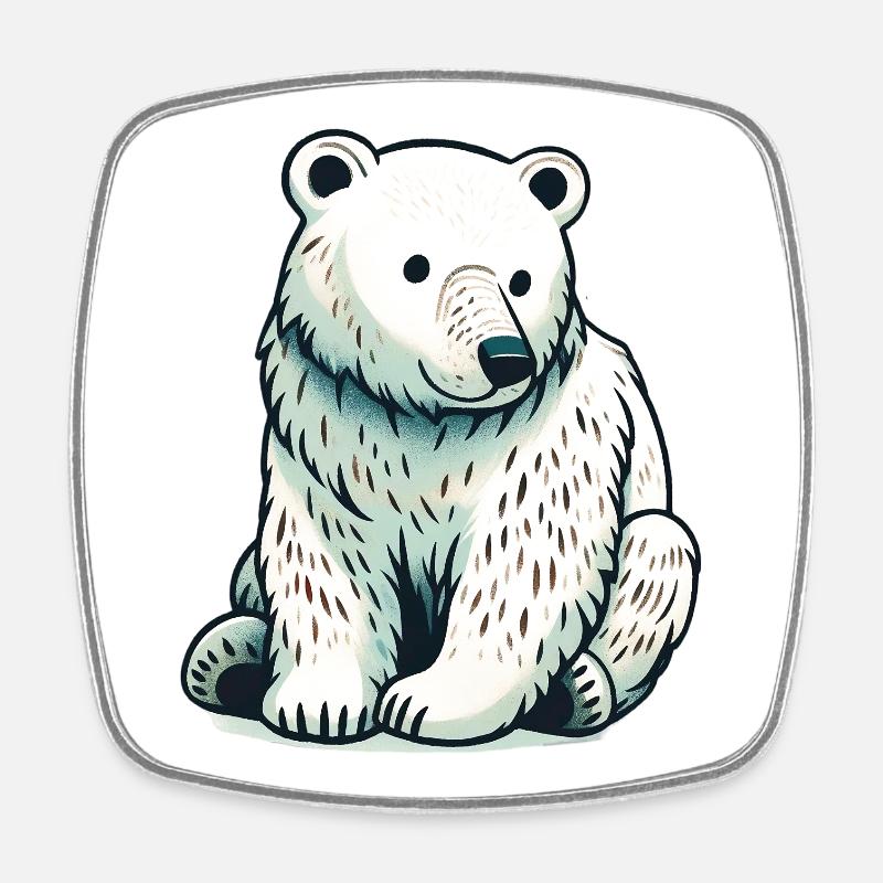 Eisbär - Viereckiger Kühlschrankmagnet - Weiß