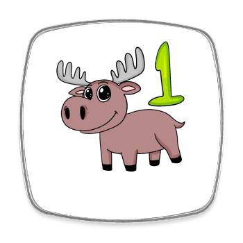 1st Birthday Motif Moose - One Year Old - Square fridge magnet - white - Front