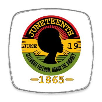 Juneteenth feiern: Freiheit, Erbe, Einheit - Viereckiger Kühlschrankmagnet - Weiß - Vorne