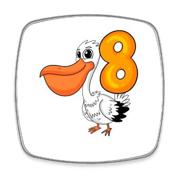 8ème anniversaire motif pélican - huit ans - Magnet carré - blanc - Devant