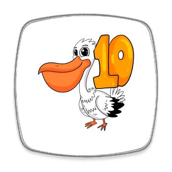 10. Geburtstag Motiv Pelikan - zehn Jahre alt - Viereckiger Kühlschrankmagnet - Weiß - Vorne