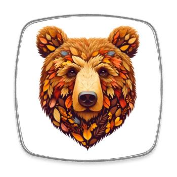 Ours brun, conçu à partir de différentes feuilles - Magnet carré - blanc - Devant