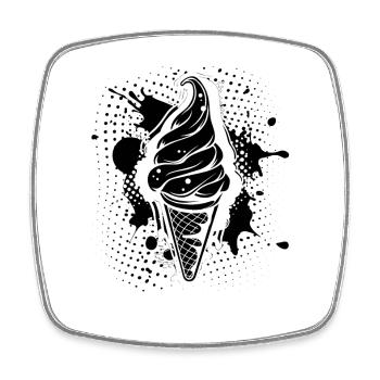 Cornet de crème glacée - Magnet carré - blanc - Devant