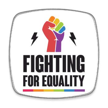 LGBTQ Pride Month - Fighting for Equality - Square fridge magnet - white - Front