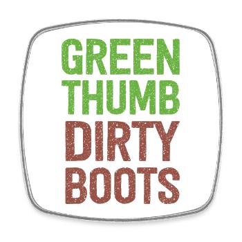 Green Thumb Dirty Boots - Viereckiger Kühlschrankmagnet - Weiß - Vorne