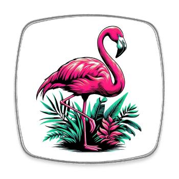Flamingo - Viereckiger Kühlschrankmagnet - Weiß - Vorne