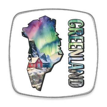 Aquarell Landkarte Grönland - Viereckiger Kühlschrankmagnet - Weiß - Vorne