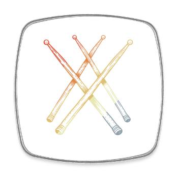 Retro Drumsticks Sketch - Square fridge magnet - white - Front
