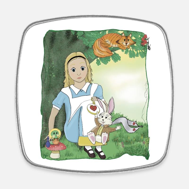 Down the Rabbit Hole Friends - Square fridge magnet - white