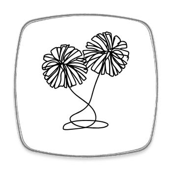 Pompons pom-pom girl - Magnet carré - blanc - Devant