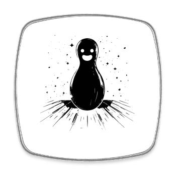 Lustiger Bowling Pin - Viereckiger Kühlschrankmagnet - Weiß - Vorne