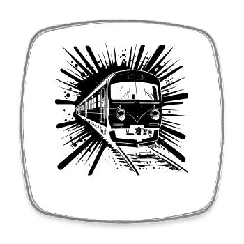 Cartoon Railroad - Square fridge magnet - white - Front
