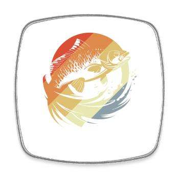 Fish Graphic Retro Look - Square fridge magnet - white - Front