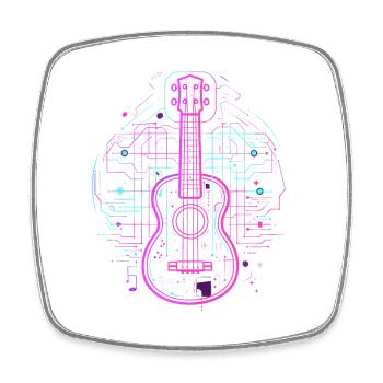Ukulele Sketch Retro - Square fridge magnet - white - Front