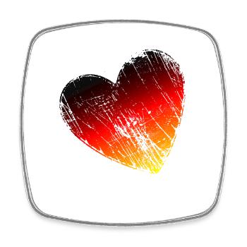 Germany Heart Grunge Black, Red, Gold - Square fridge magnet - white - Front