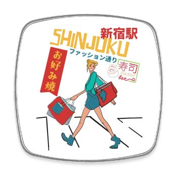 Shinjuku Shopping - Viereckiger Kühlschrankmagnet - Weiß - Vorne