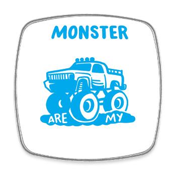 Monstertruck Truck - Viereckiger Kühlschrankmagnet - Weiß - Vorne