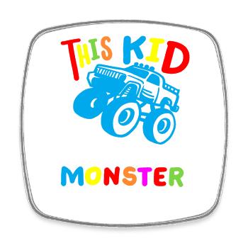 Monstertrucks für Kinder - Viereckiger Kühlschrankmagnet - Weiß - Vorne