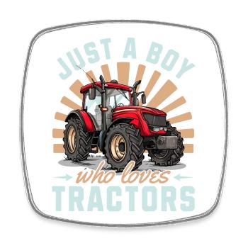 Tracteur Garçons Agriculture Enfants de la ferme - Magnet carré - blanc - Devant
