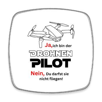 Pilote de drone - Magnet carré - blanc - Devant