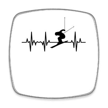 Skier Heart Line - Square fridge magnet - white - Front